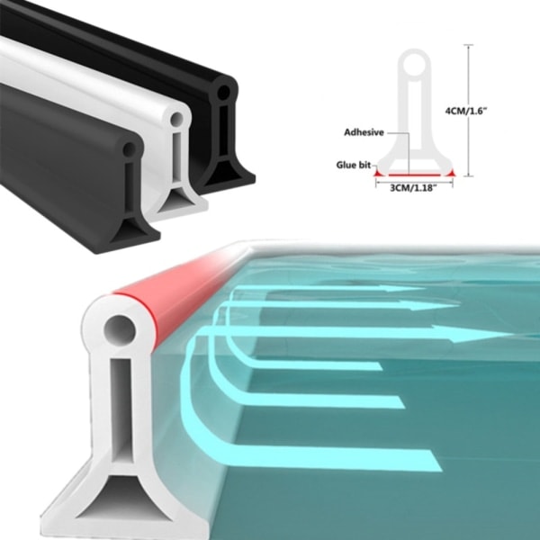 Enkel installation - Silikon Duschbarriär Vattenstoppare Hållremsa Vått/Torrt Separationsblock Grå 200CM