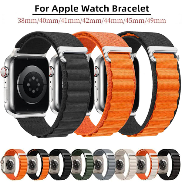 /NN/Loop-armbånd til urrem 49 mm 44 mm 40 mm 45 mm 41 mm 42 mm 38 mm 49 mm Nylon bralet iwatch series Ultra 8 7 se 6 5 3 gul anden: 38 40 41 mm