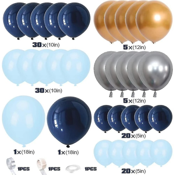 Ballongbågssats, 146 st Marinblå ballonger Macaron blå ballonger ballonggirlandersats blå ballongbåge festballonger latex