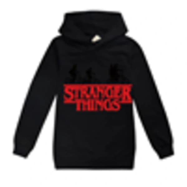 Stranger Things Hættetrøje Trøje Pullover Udendørs Sort 160cm til Drenge Sort 160cm