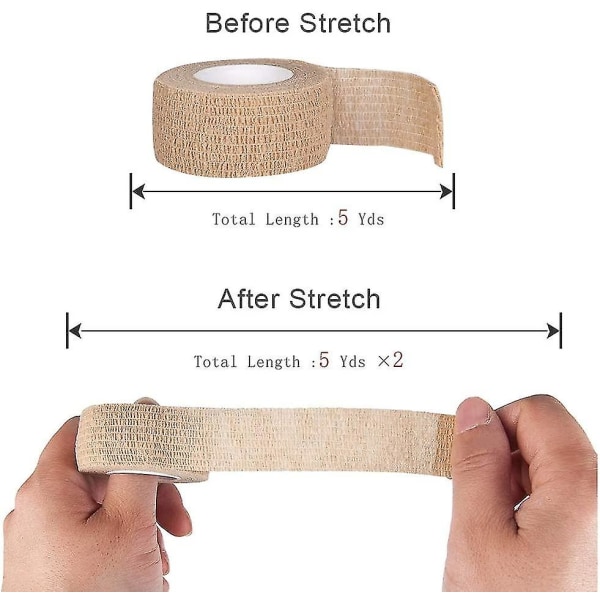 24 rullar självhäftande sammanhängande bandage Wrapmedicinsk tejp för hud, elastisk självhäftande tejp Andas för stretch Athleticankel stukningar Svullnad, Spo 1 Inch (Pack of 24) Beige