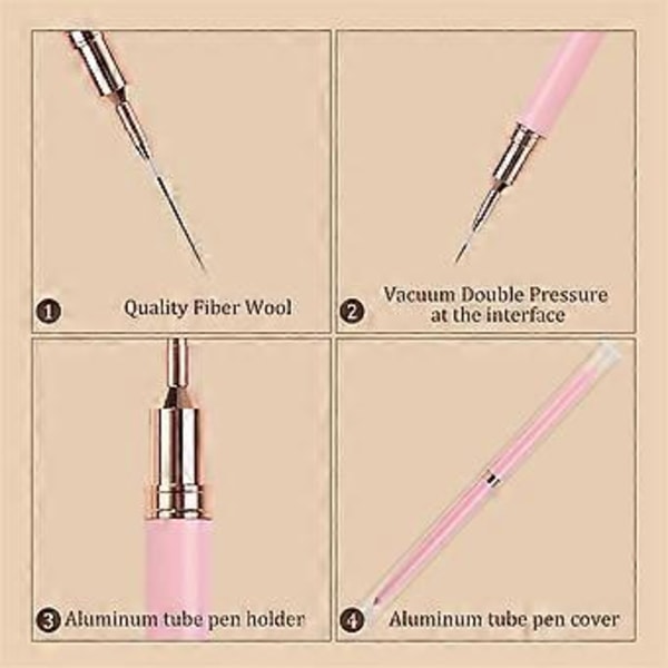 /NN/5 ST 7/9/11/15/25mm Nagel Liner Borstset UV Gel Nagelborstar Kit Franska Ränder Linje Målning Ritning Blomma Pennverktyg, D