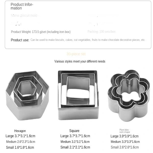 30 st Mini Kakskärare Små Formar 3D-skärare