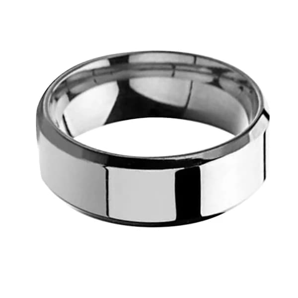 1 stk. Ring Unisex Rustfrit Stål Spejl Let Fingerring Til Bryllup Sølv Sølv US 11