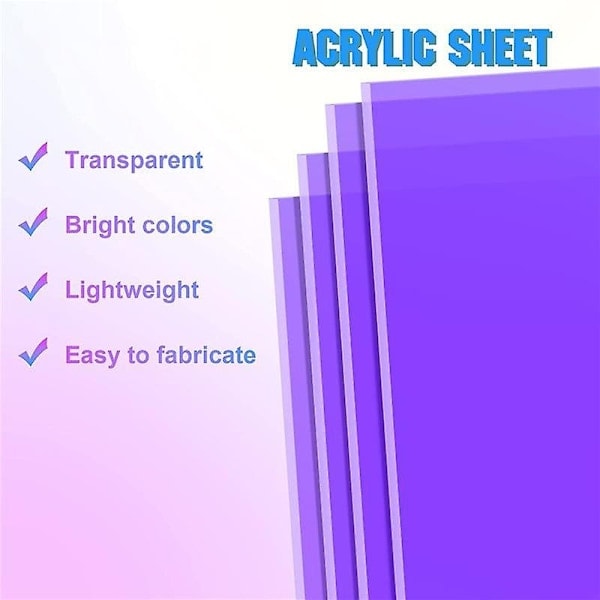 Akryl Farvet Gennemsigtig Akryl Radiant Sheet Laserskæring Akrylplade, 8 X 12 Tommer (2,6 mm Tyk-WELLNGS/NT/