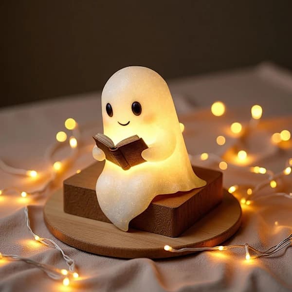 Ghosts Reading Book Lamp Spooky LED Ghosts Reading A Book Adorable Ghosts Night Light For Halloween Decor Default