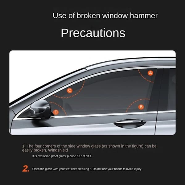 Bilsikkerhedshammer Emergency Glass Breaker GRÅ Grå