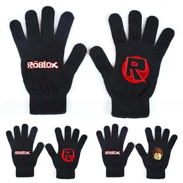 Roblox Spel Stickade Handskar med Alla Fingrar Vinter Barnhandskar – max B