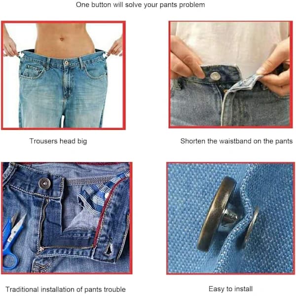Jeansknapper / Syfrie bukseknapper Sølv 10-pak
