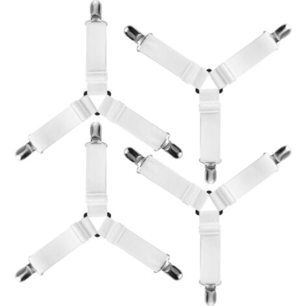 4 st Triangel Elastiska Lakan Clips Hållare Justerbar Rem för Sängkläder, Lakan, Strykbräda, Madrass, Soffa/NC/
