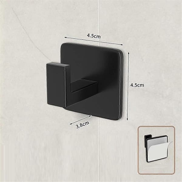 Square Towel Hook - Black Self-Adhesive Wall Hook Modern & Trendy Bathroom is Linked with Kitchen Black