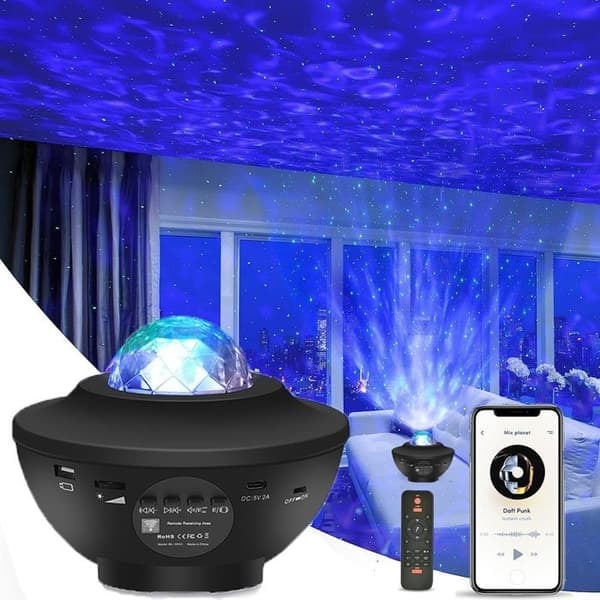 Stjernehimmel Projektor - LED Galaxy Projektor Stjerne Lampe - Sort - Timer og fjernbetjening, soveværelses- og loftprojektor_NN