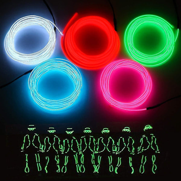 Flexibel Neon Strobe Elektroluminescent Linje EL Belysningsset (fem färger) - WELLNGS Lila/NT/