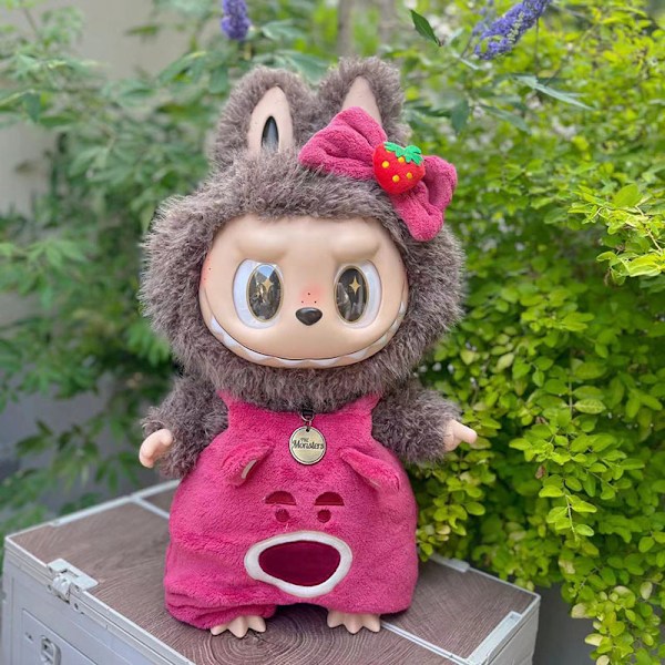 /NC/58cm Zimomo Docka Vinyl Labubu Plysch Kläder Söt Klänning Outfit Kläder Endast Labubu 58cm clothes without doll M spring yellow wave points