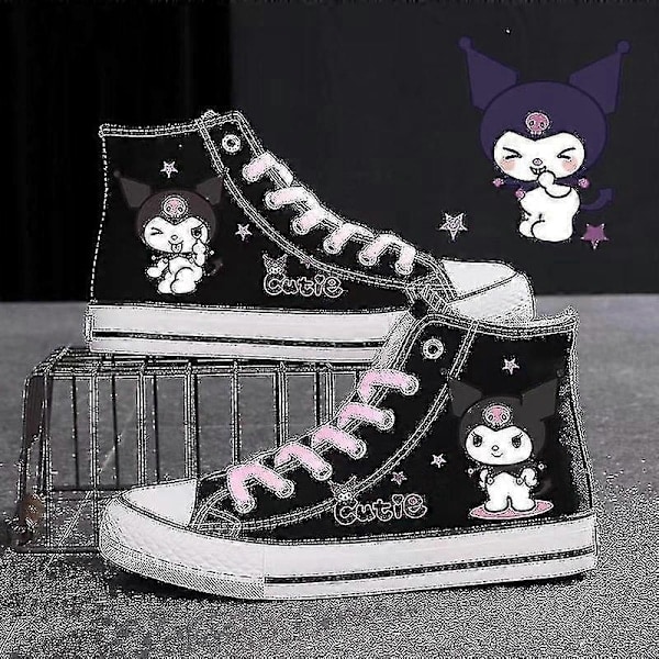 Sanrio Kuromi Canvas Sneakers Høje Casual Sportssko Campusgave Drenge Piger Studenter Nyt Par Tykke Såler Zapatos De Mujer 2-WELLNGS 35/NT/