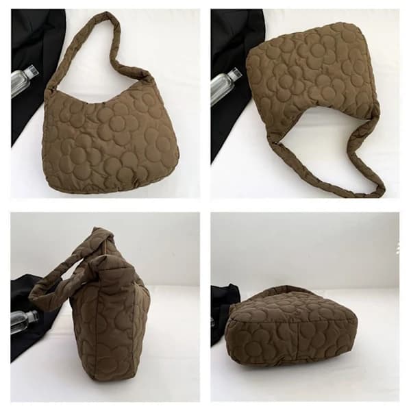 Puflet Skuldertaske BRUN Brun