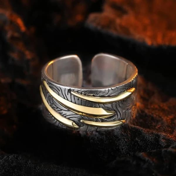 Justerbar Sølvring til Mænd og Kvinder, Fidget Ring Åben med Vikinge Kompas Ringe, Skydestjerne Ringe (Stil 2)