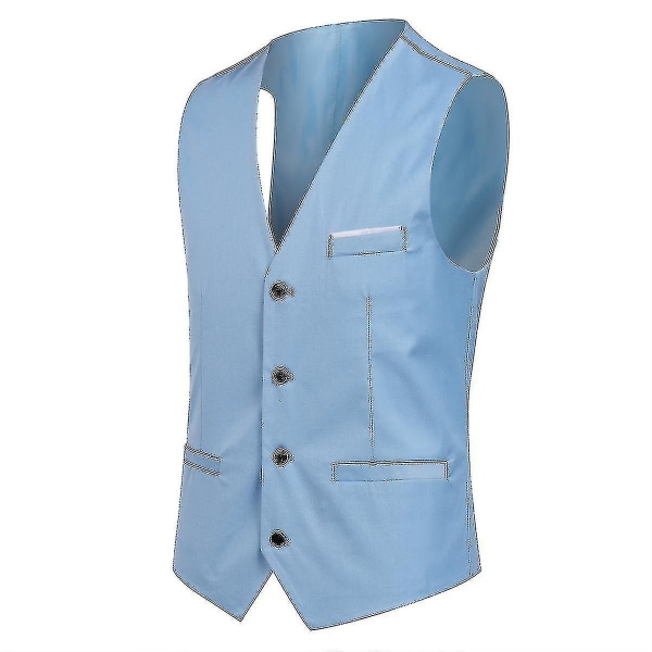 Herrkostym Business Casual 3-delad kostym blazerbyxor Väst 9 färger M Light Blue