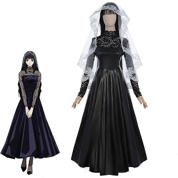 /NN/Japansk Anime Uniform Osaragi Cosplay PU Läder Klänning Halloween Karneval Party Kostym för Kvinnor Med peruk S