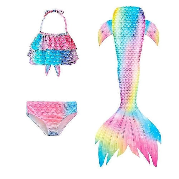 /NN/3 st Flickor Sjöjungfru Svans Baddräkt Mode Bikini Badkläder Q1 110