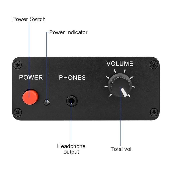 Au-10x Ne5532 Audio Signal Förförstärkare Hörlursförstärkare Kretskort Gain 20db Rca 3.5mm Volymkontroll Ton Dc 12v