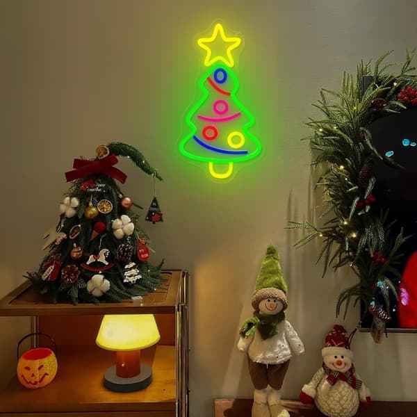 Julgrans-LED-neonskylt, USB-driven akrylneonbelysning för sovrum, barnrum, heminredning, bar, bröllopsfest, dekorationer