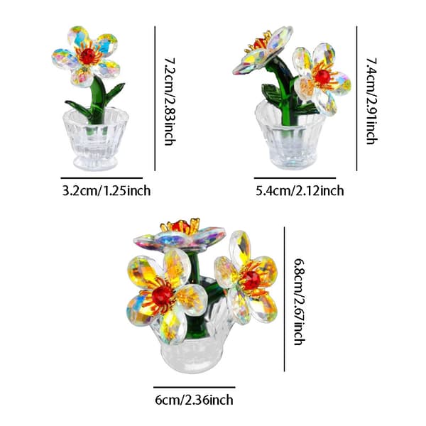 Kristallblomma Figur, Samlarobjekt Kristallblomma Glas Pappersvikt, Samlarobjekt Klar Bas Glitter Pappersvikt