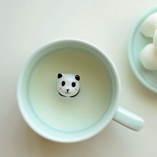 Kaffe Mugg Panda 3D tecknat djur inuti keramikkopp