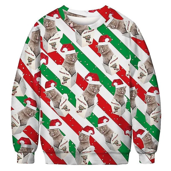 Unisex's Ugly Christmas Sweater 3d Digital Print Holiday Party Crewneck Sweatshirt Pullover Herr Kvinnor Tacky Xmas Jumper Toppar M BFT065
