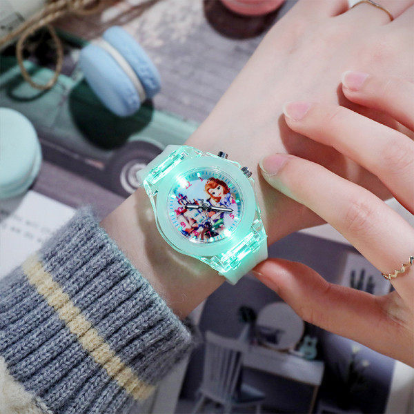Blinkende Ur til Piger med Frozen-Motiv, Kvarts-ur med LED-Lys #2