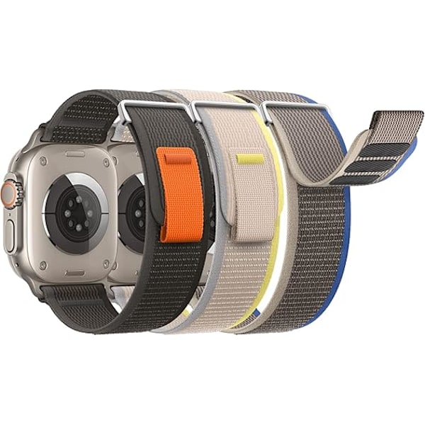 3-pack Apple Watch -rannekkeita, jotka ovat yhteensopivia 42 mm:n, 44 mm:n ja 45 mm:n mallien kanssa, naisille ja miehille, nailonkangas, urheilullinen vaihtoranneke 42/44/45/49MM