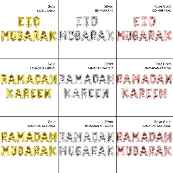 16 tommer Eid Mubarak RAMADAN MUBARAK Rosegull RAMADAN MUBARAK