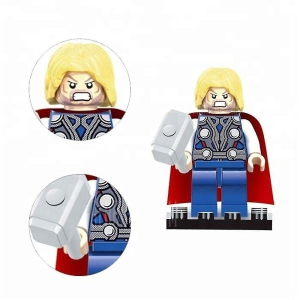 8 stk Marvel Avengers Superhelt Tegneserie Byggekloss Figurer DC Minifigur Leke Gave null ingen