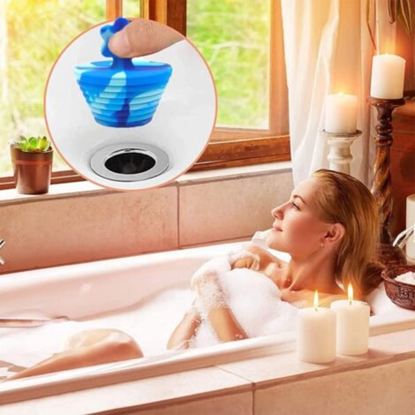 Ahlsen Badkarspropp, 2 universal avloppspluggar, silikon avloppsplugg, köksavloppsplugg, diskbänksavlopp/NC/