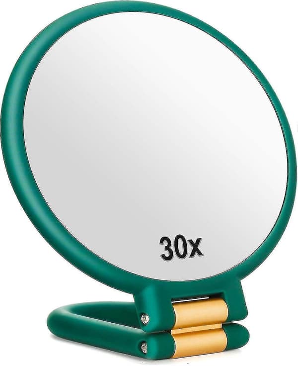 30x Magnifying Mirror Travel Mirror with Handle - Double-Sided Handheld Mirror with 1X 30X Magnification Army Green