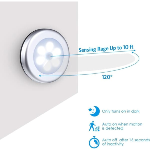 Rörelsesensorlampor - LED-spotlights - 3-pack - Silver-Vit