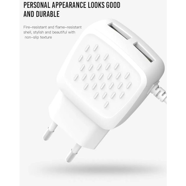 iPhone 2,1A 2xUSB Snabbladdande Väggladdare + Lightning-kabel Vit White
