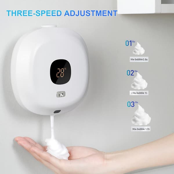 Wall-mounted automatic soap dispenser, 300 ml smart sensor soap dispenser, touchless foam dispenser, white White