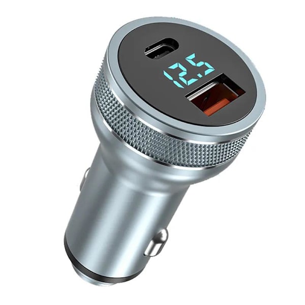 Hurtiglader PD Type C + USB QC3.0 bil båt bobil campingvogn Silver silver