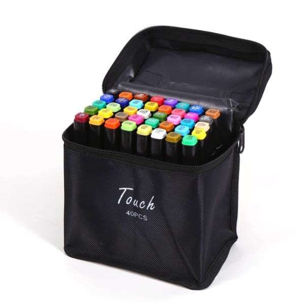 40-pak - Tusser med etui - Dobbeltsidede - Penne multifärg Multicolor