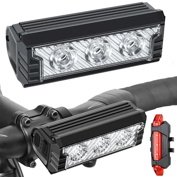 Cykel LED-lampa fram bak USB-batteri styrset