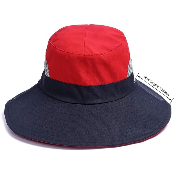 Solhatt för damer med bred brättad cap för utomhusfiskehatt UV-skydd Red