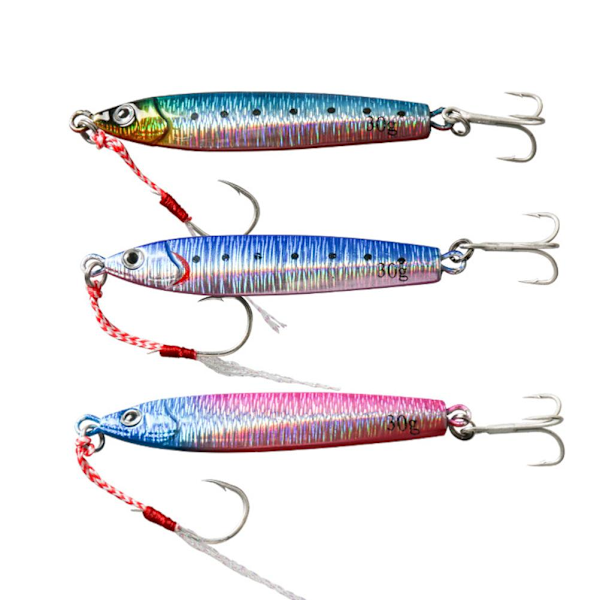 5 stk 30g/40g sakte fall pitch fiske lokker metall flat fiske jigger synkende jigg agn for saltvannsfiske