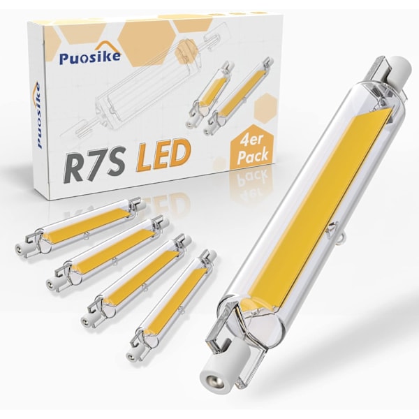 R7S LED 118mm Dæmpbar 1200LM, 20W R7S LED-pære Varm Hvid 3200K, Erstatning J7S Halogen 180W-200W Pære, R7S LED COB Højt Lineært Lys, 360° Stråle