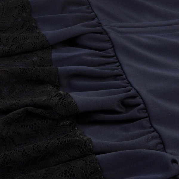 Naisten Vintage Retro Hame Goottilaistyylinen Pitsi Kiristysnyöri Ompelu Keskipitkä Hame Sininen M