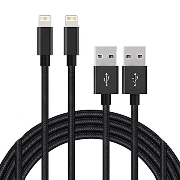 NN-2-pakkaus 3 metrin Lightning-kaapeli Musta