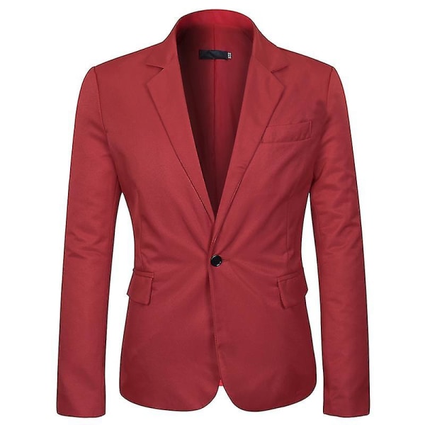 Herr Business Casual Klassisk Naggslag Dubbel Split Pure Color Enknapps kostymjacka 11 färger 3XL Red