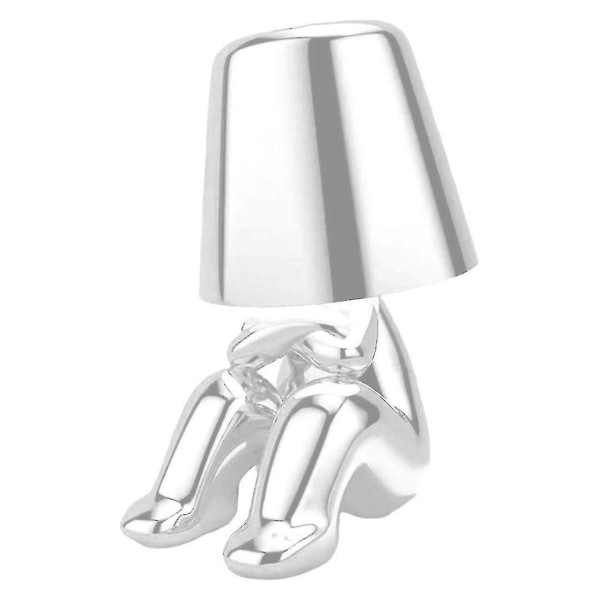 Bedside Touch Bordslampa, Guld Thinker Lamp Skrivbordslampa Sladdlös Uppladdningsbar Bärbar Dekorativ Nattbordslampa Med USB laddning G silver