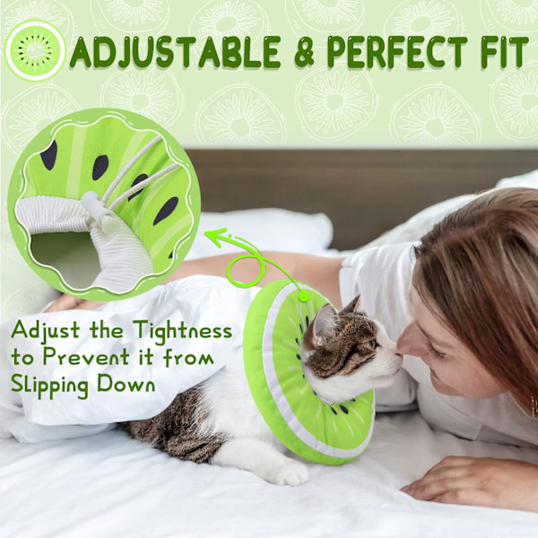 Justerbart konhalsband för kattungar - Bedårande återhämtningshalsband för katter, elisabetanska halsband för kattungar och valpar efter operation/NC/ Kiwi Small (fits 1.5-3kg)