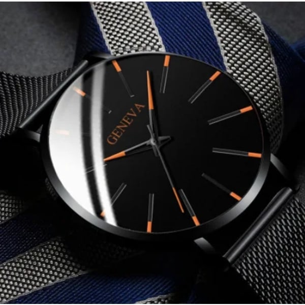 Genève Herremote Ultratynne Klokker Enkle Menn Business Mesh Belte Quartz Klokke Mann Armbåndsur Klokke Relogio Masculino Type 8